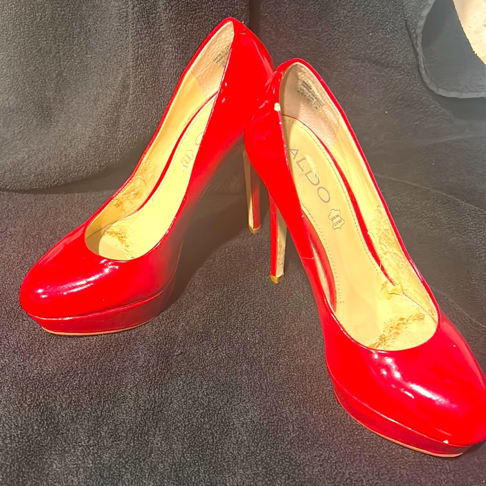 Aldo Red Patent Leather Platform Stiletto Heels